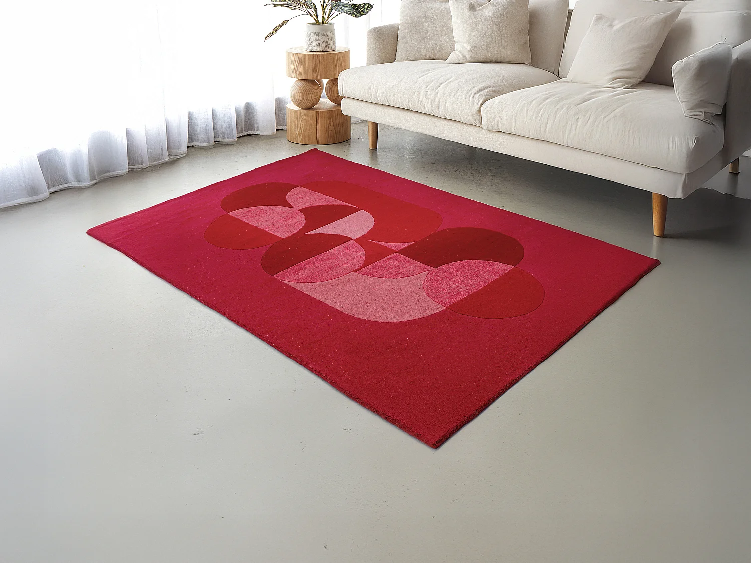 Tapis 100% laine tufté main - Rouge cerise- 160 x 230 cm - 2200g/m² - BLIVORA