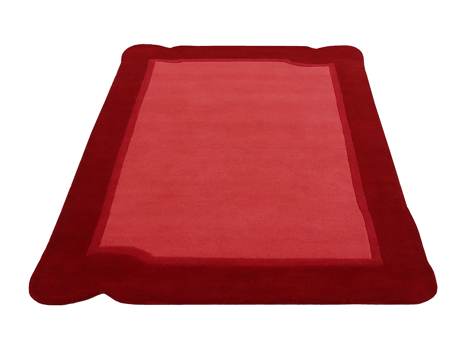 Tapis 100% laine tufté main rouge cerise et rose - 160 x 230 cm - 2100g/m² - MANOLA
