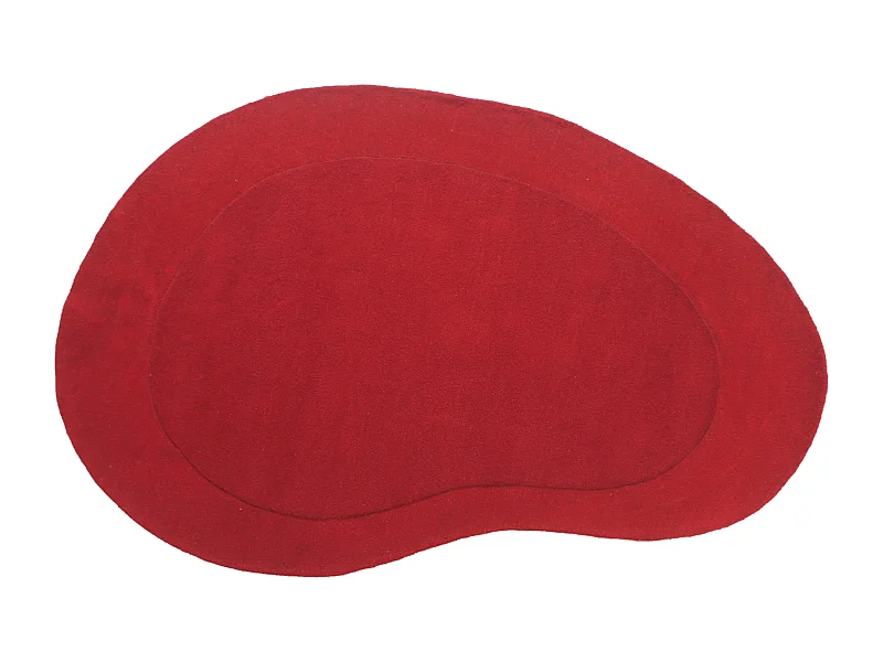 Tapis organique 100% laine tufté main 160 x 220 cm - Rouge cerise - 2200g/m² - ORUNI