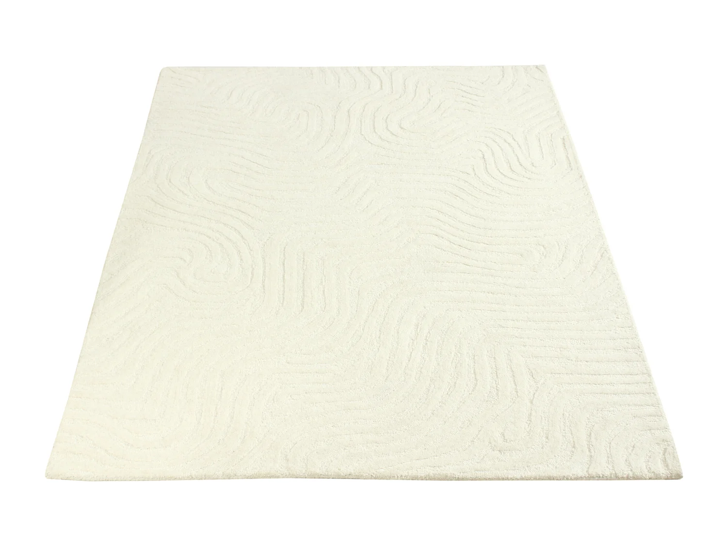 Tapis en relief 100% laine tufté main - 160 x 230 cm - Ivoire - 2100g/m² - NEORA