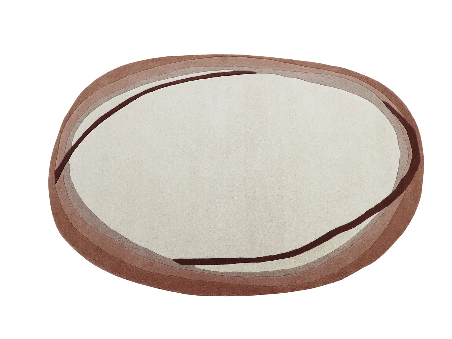 Tapis organique 100% laine tufté main- 160 x 225 cm - Ivoire et marron - 2100g/m² - YELINA