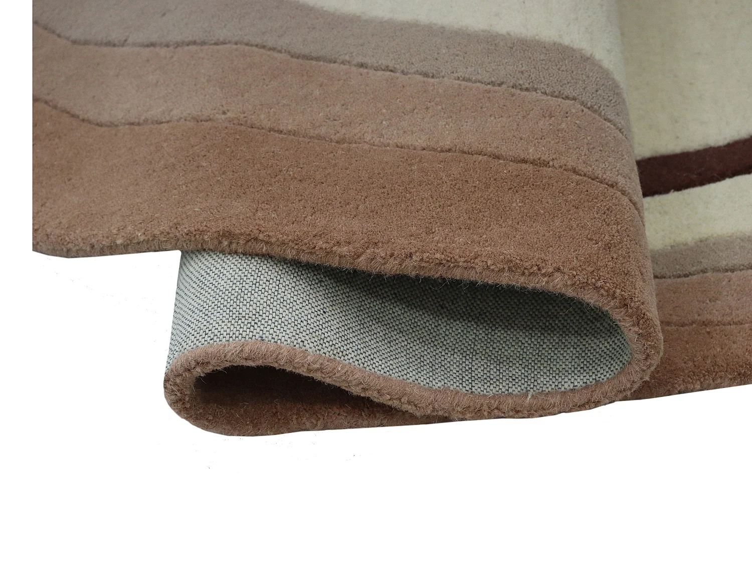 Tapis organique 100% laine tufté main- 160 x 225 cm - Ivoire et marron - 2100g/m² - YELINA