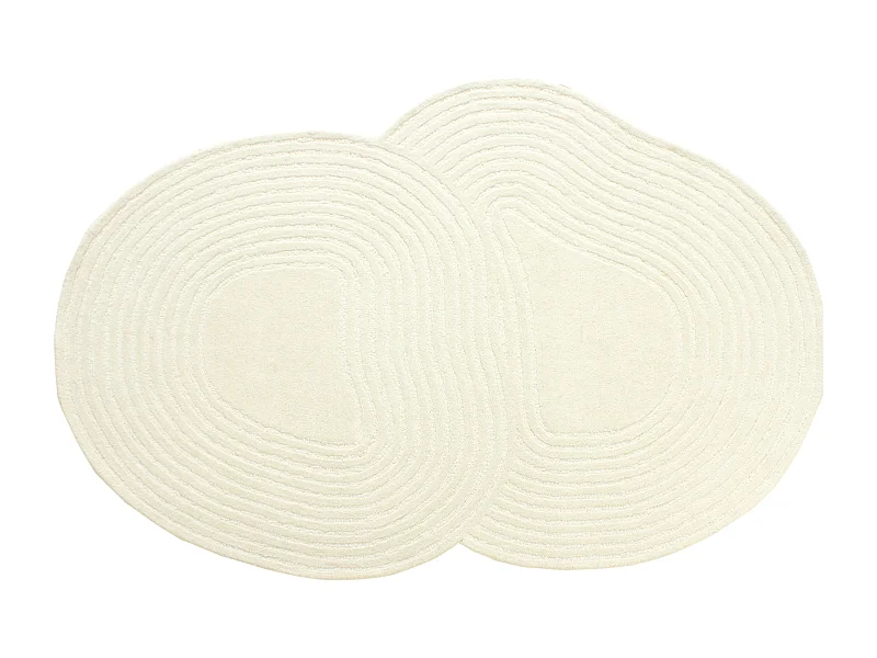 Tapis organique 100% laine tufté main - 120 x 160 cm - Ivoire - 2100g/m² - VELIMA