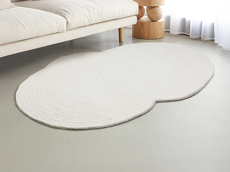 Organiczny dywan 100% wełny, tuftowany ręcznie - 120 x 160 cm - Kość słoniowa - 2100g/m² - VELIMA