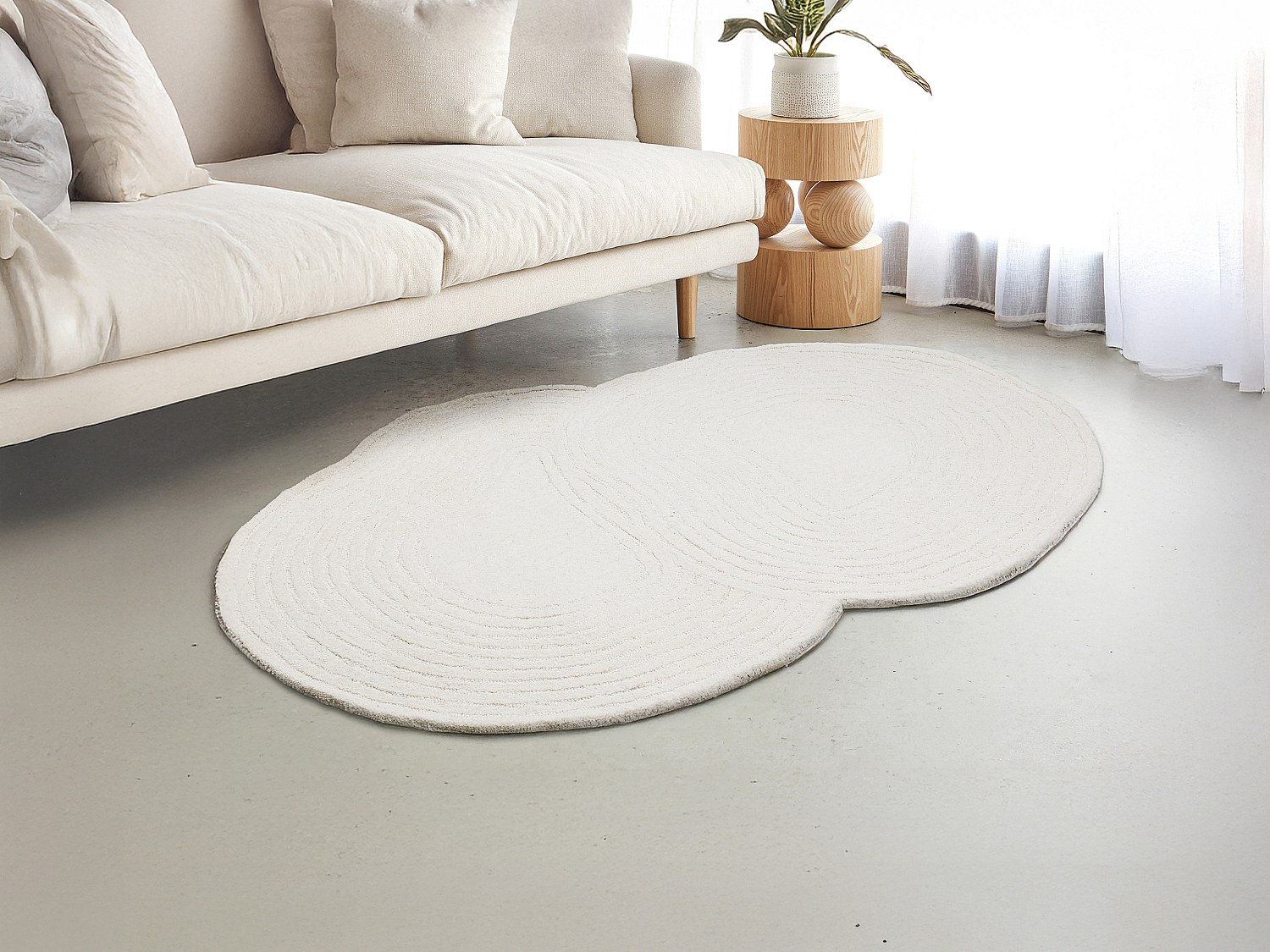 Organischer Teppich 100 % handgetuftete Wolle – 160 × 230 cm – Elfenbein – günstig online kaufen