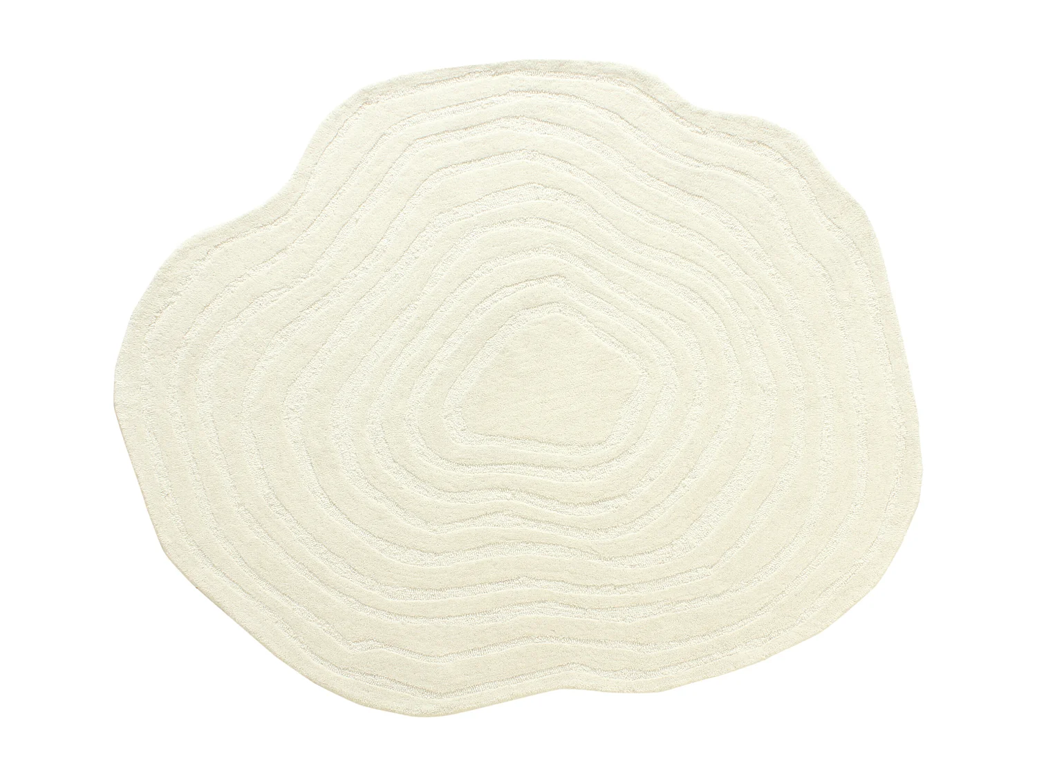 Tapis organique en relief 100% laine tufté main- D. 160 cm - Ivoire - 2100g/m² - ORENIA