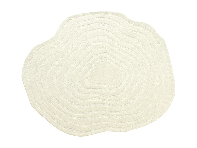 Tapis organique en relief 100% laine tufté main- D. 200 cm - Ivoire - 2100g/m² - ORENIA