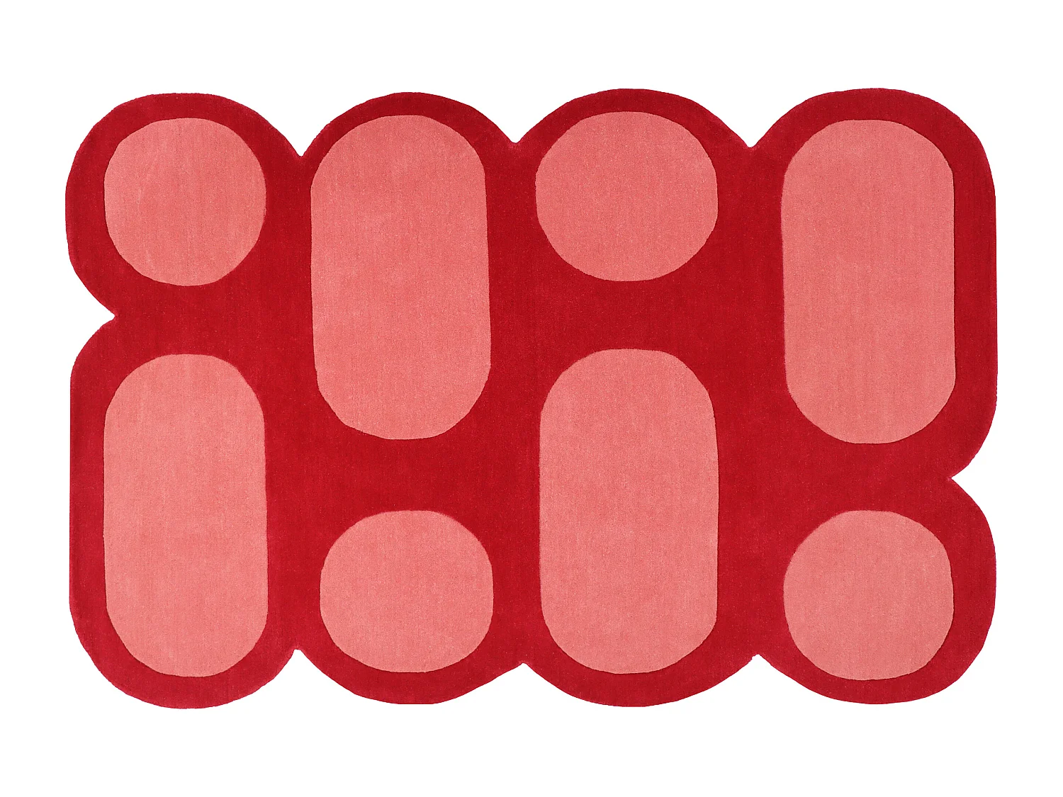 Tapis 100% laine tufté main - Rouge cerise et rose - 160 x 230 cm - 2100g/m² - NOLERA