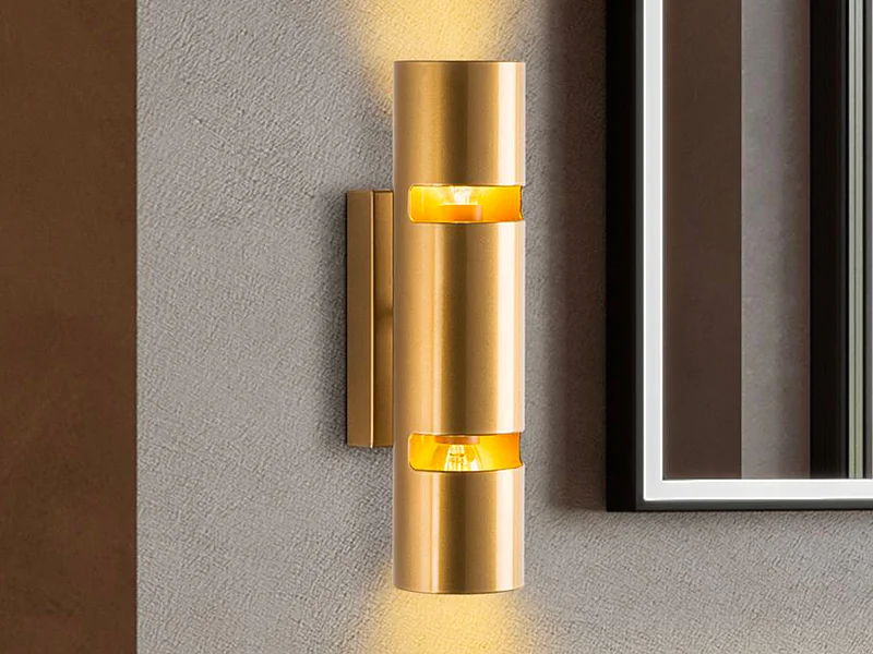 Metalen wandlamp - Goudkleurig - H. 30 x D. 8 cm - LYORA