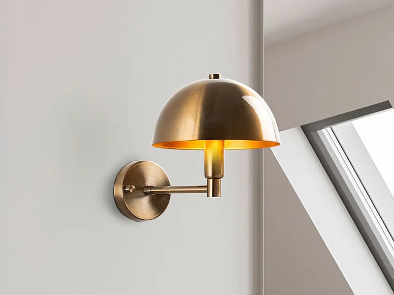 Kinkiet ścienny w kształcie grzyba z metalu o efekcie mosiądzu – wys. 24 × gł. 20 cm – ELDO