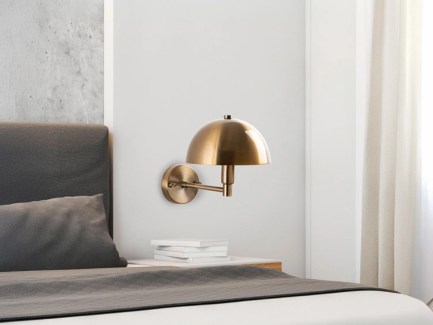 Applique murale champignon en métal effet laiton - H. 24 x D. 20 cm - ELDO