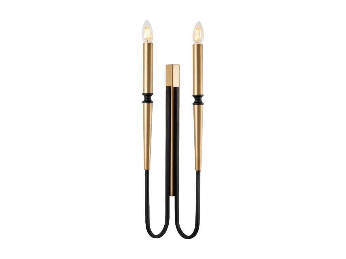 Wandleuchte Kerzenständer-Stil - Metall - Gold & Schwarz - L.18 x H.58 cm - günstig online kaufen