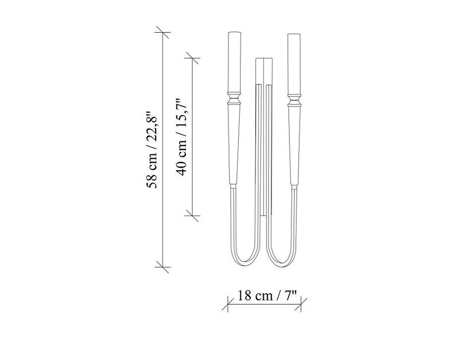 Applique murale en métal style bougeoir  - Doré et noir - L. 18 x H. 58 cm - OVYLA