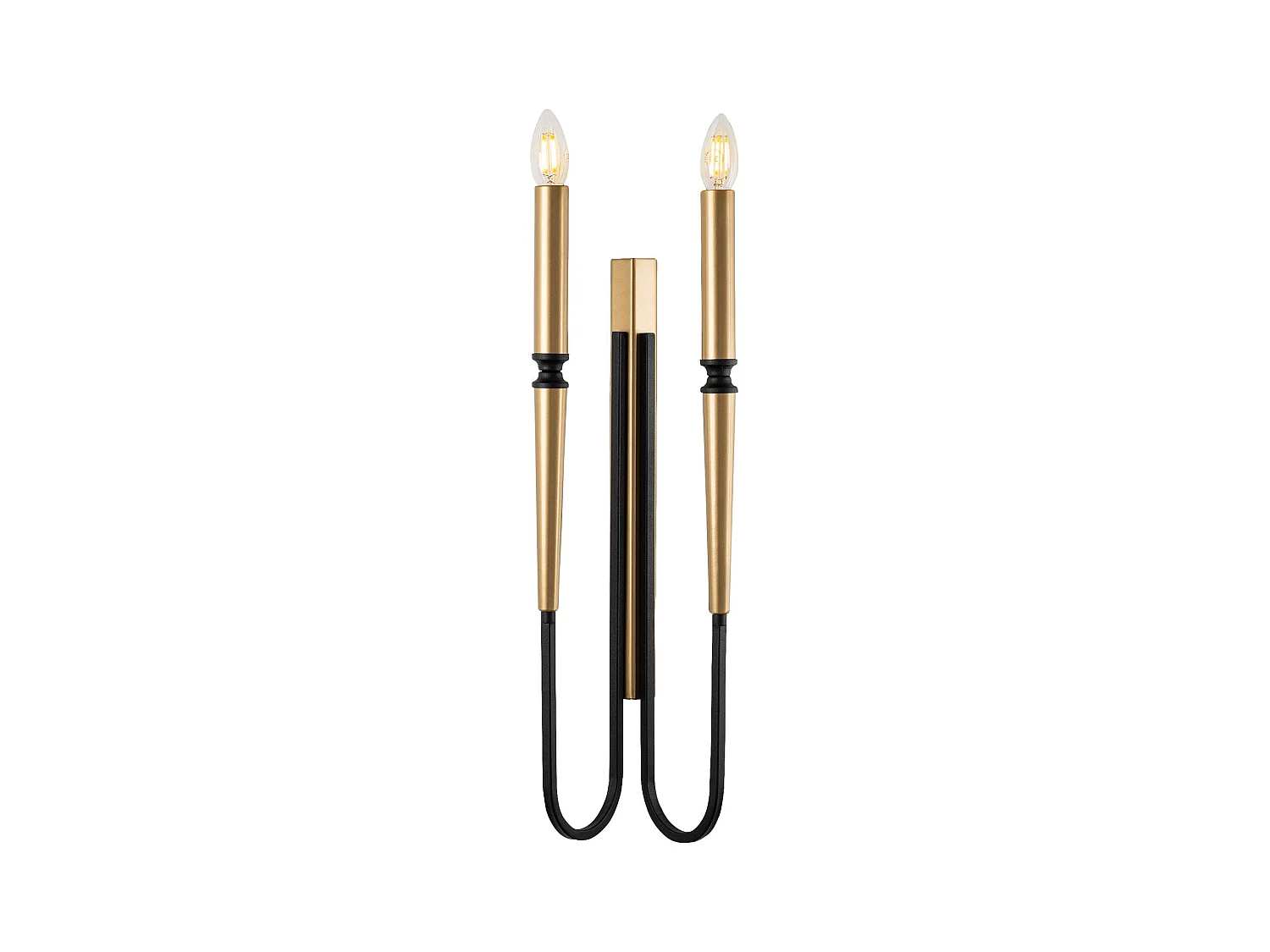 Aplique de pared estilo candelabro en metal - Dorado y negro - L. 18 x Alt. 58 cm - OVYLA