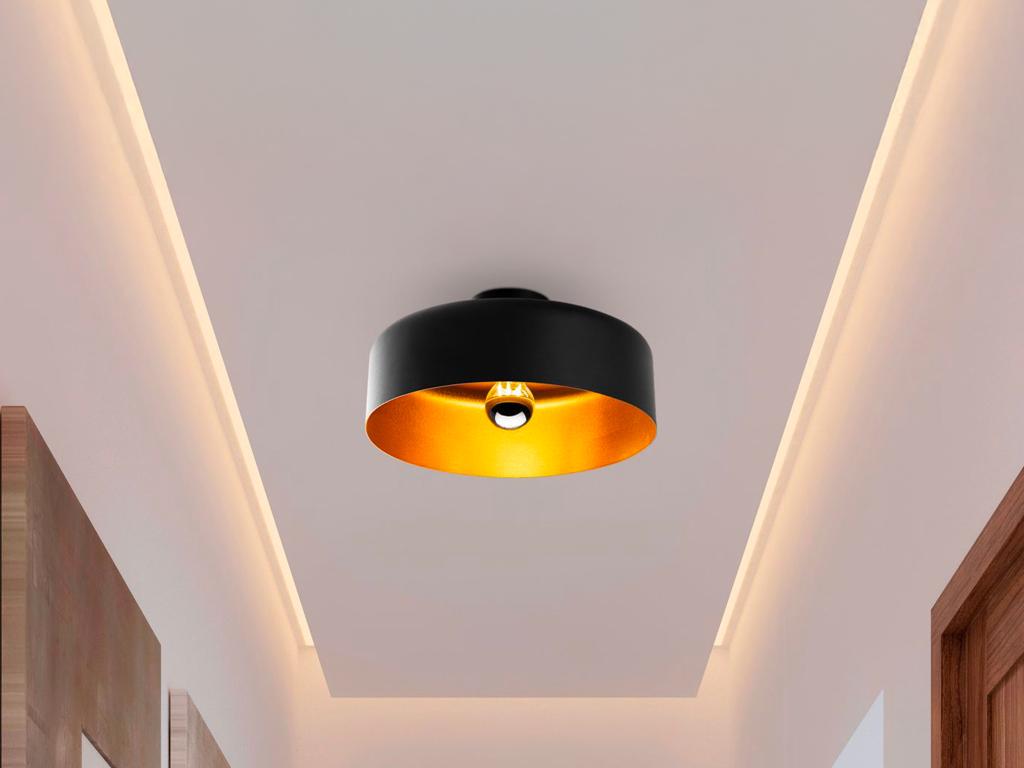 Deckenleuchte - Metall - Schwarz innen Gold - H.18 x D.35 cm - AVENO günstig online kaufen