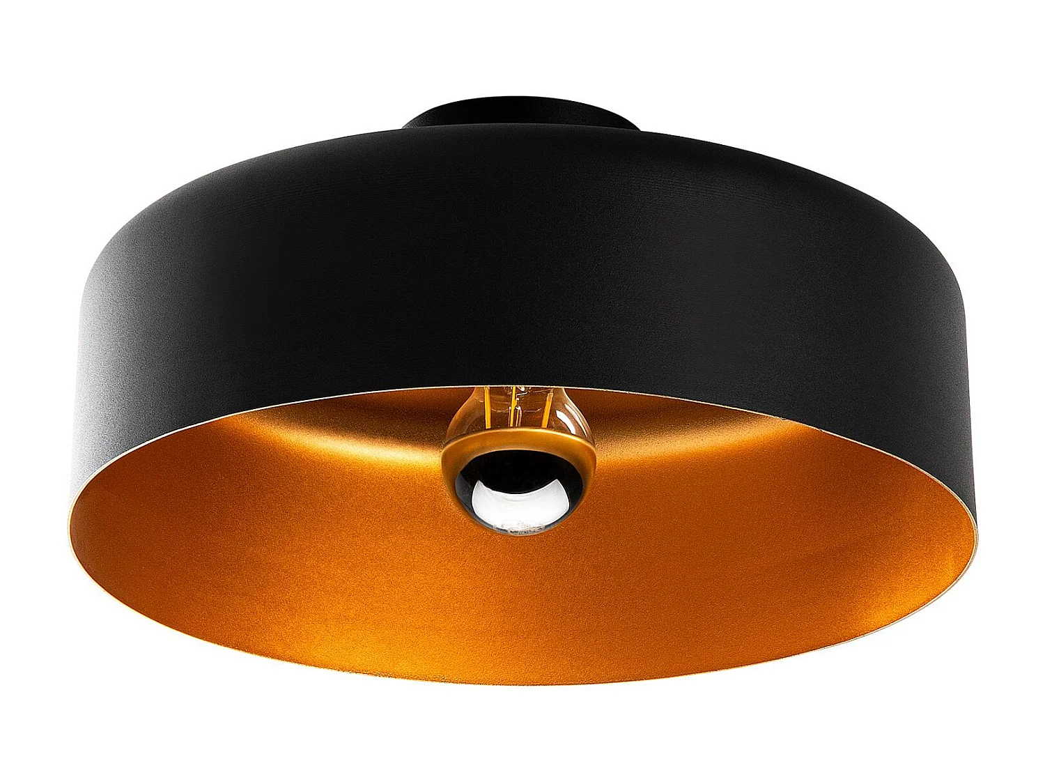 Plafonnier en métal - Noir intérieur doré - H. 18 x D. 35 cm - AVENO