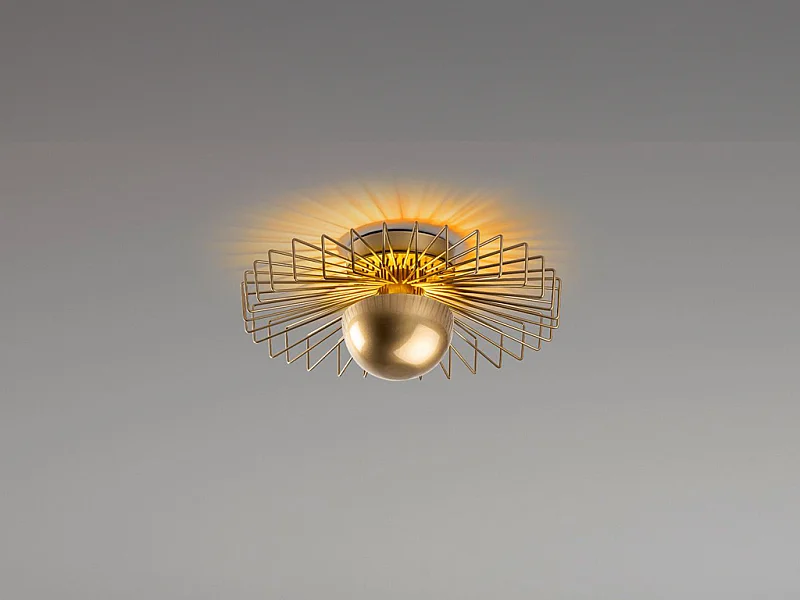 Deckenleuchte aus Drahtmetall - Goldfarben - H. 18 x Ø 45 cm - ZYMA