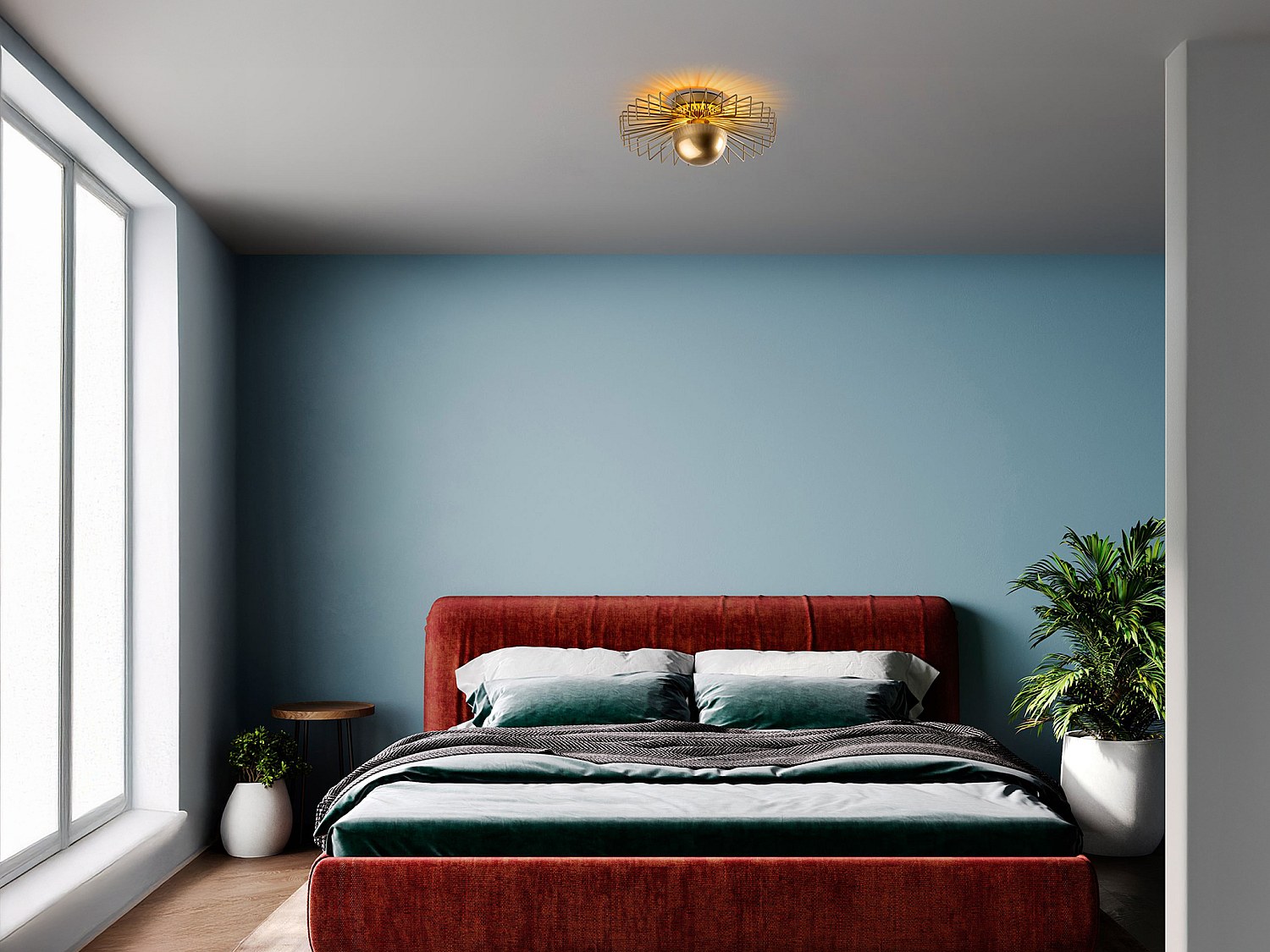 Deckenleuchte aus Drahtmetall - Goldfarben - H. 18 x Ø 45 cm - ZYMA günstig online kaufen