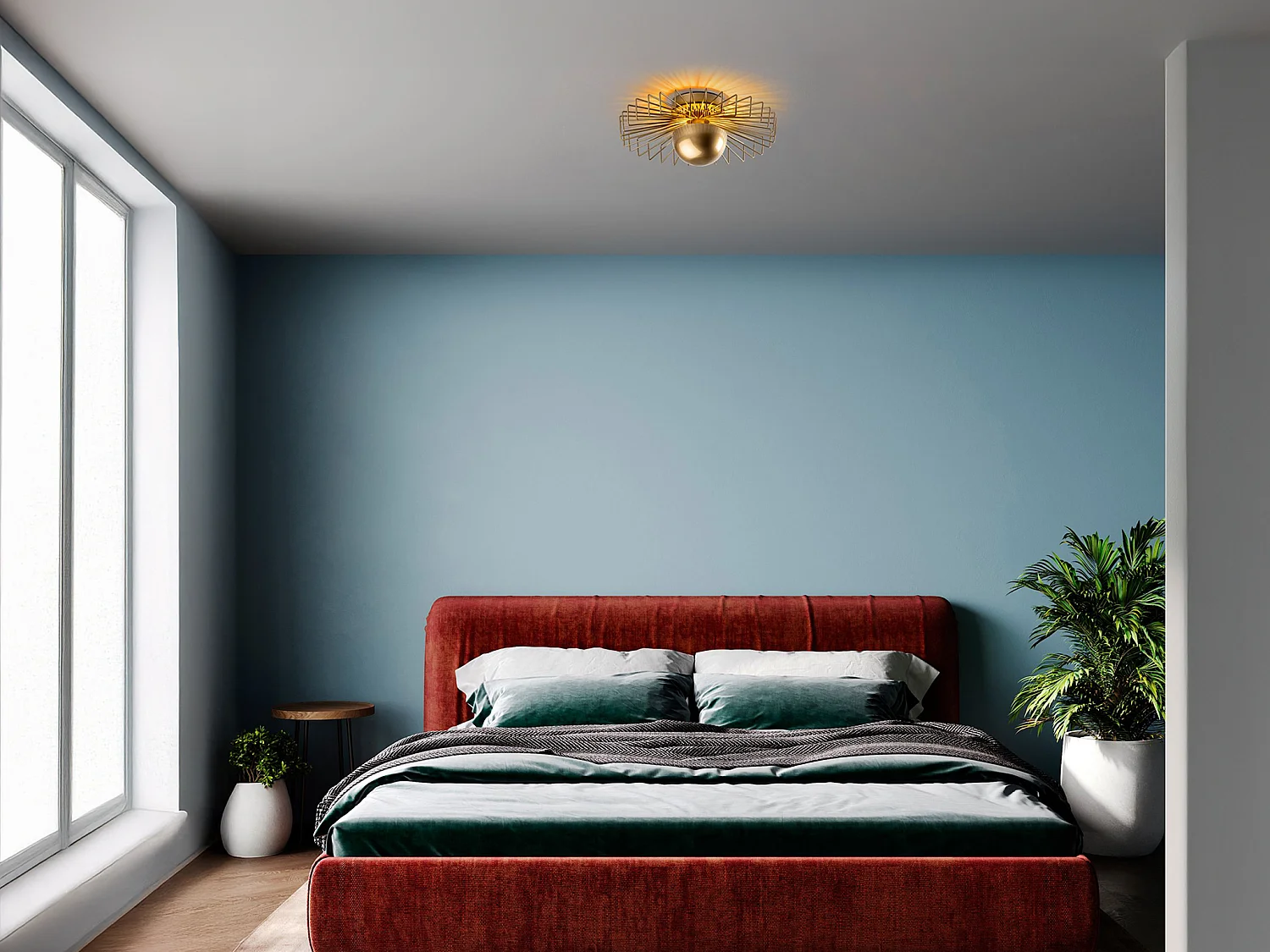 Lámpara de techo de metal - Dorada - H. 18 x D. 45 cm - ZYMA