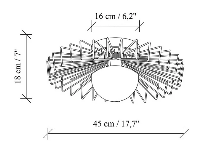 Lámpara de techo de metal - Dorada - H. 18 x D. 45 cm - ZYMA
