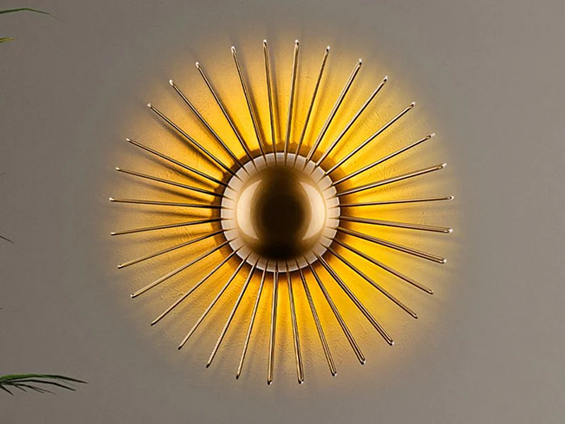 Metalen wandlamp - Goudkleurig - D. 18 x B.45 cm - ZYMA