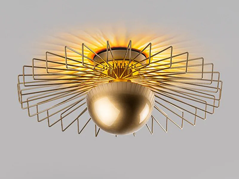 Metalen plafondlamp - Goudkleurig - H. 24 x D. 60 cm - ZYMA