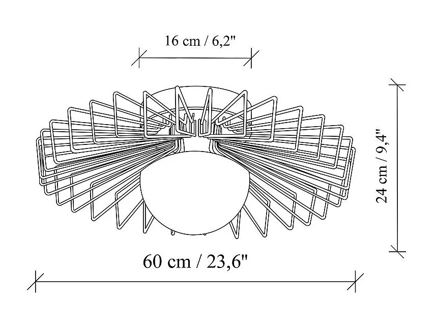 Plafonnier filaire en métal - Doré - H. 24 x D. 60 cm - ZYMA