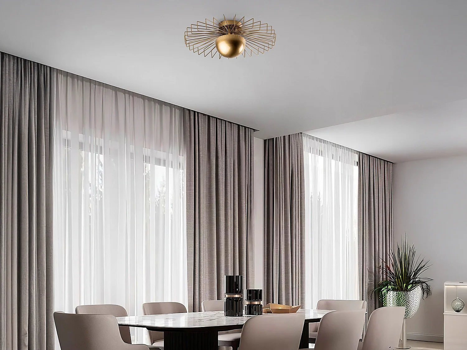 Plafón de alambre metálico - Dorado - Al. 24 x Ø 60 cm - ZYMA