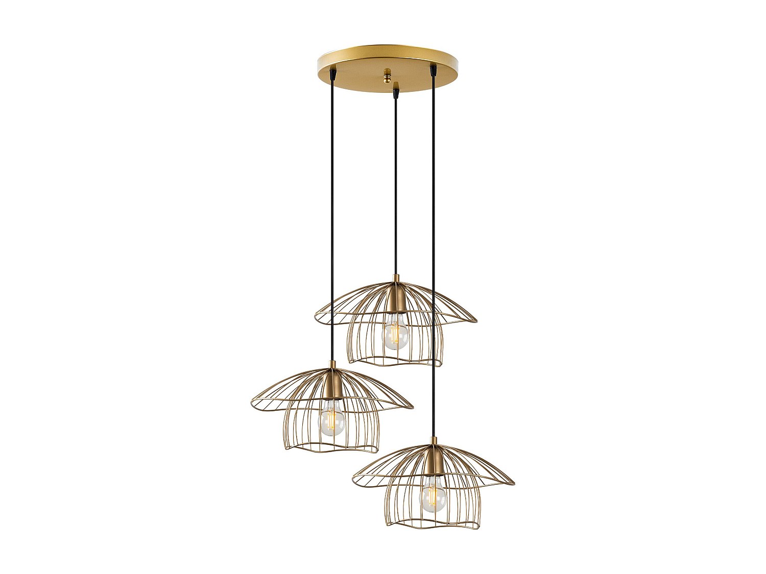 Hängeleuchte - Metall - Gold - 3 Lampenschirme - H.110 x L.68 cm - LOREVI günstig online kaufen