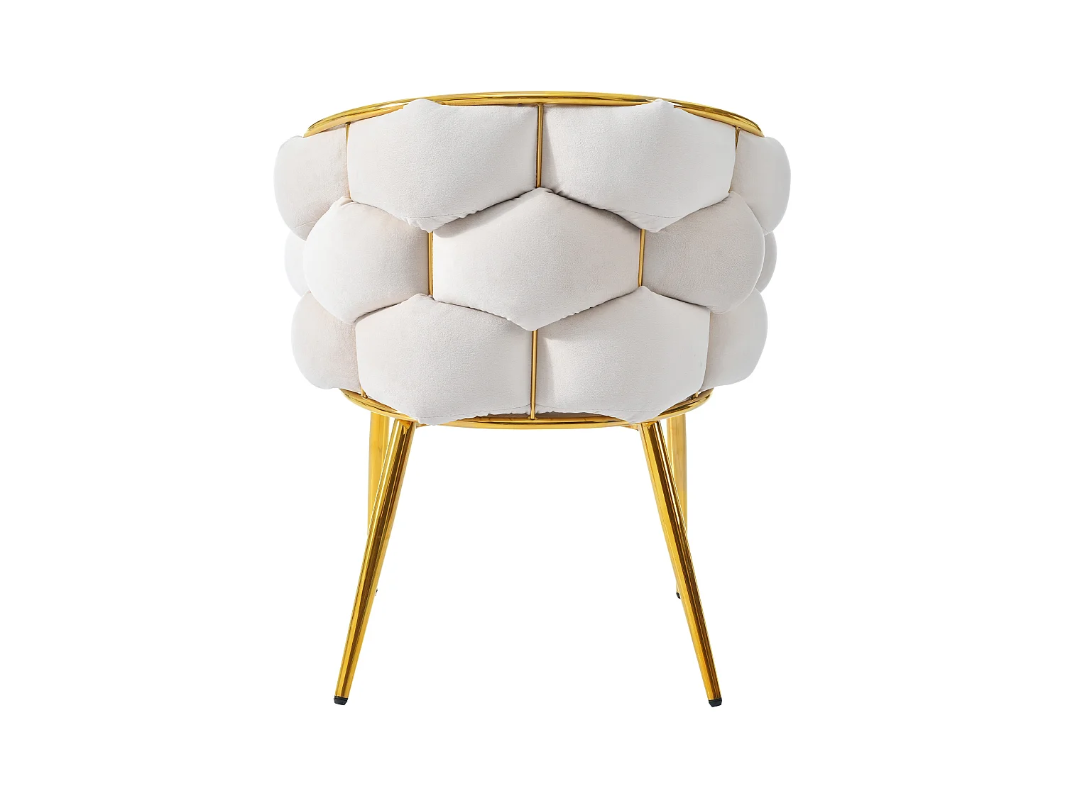 Chaise en velours beige avec pieds réglables en métal doré