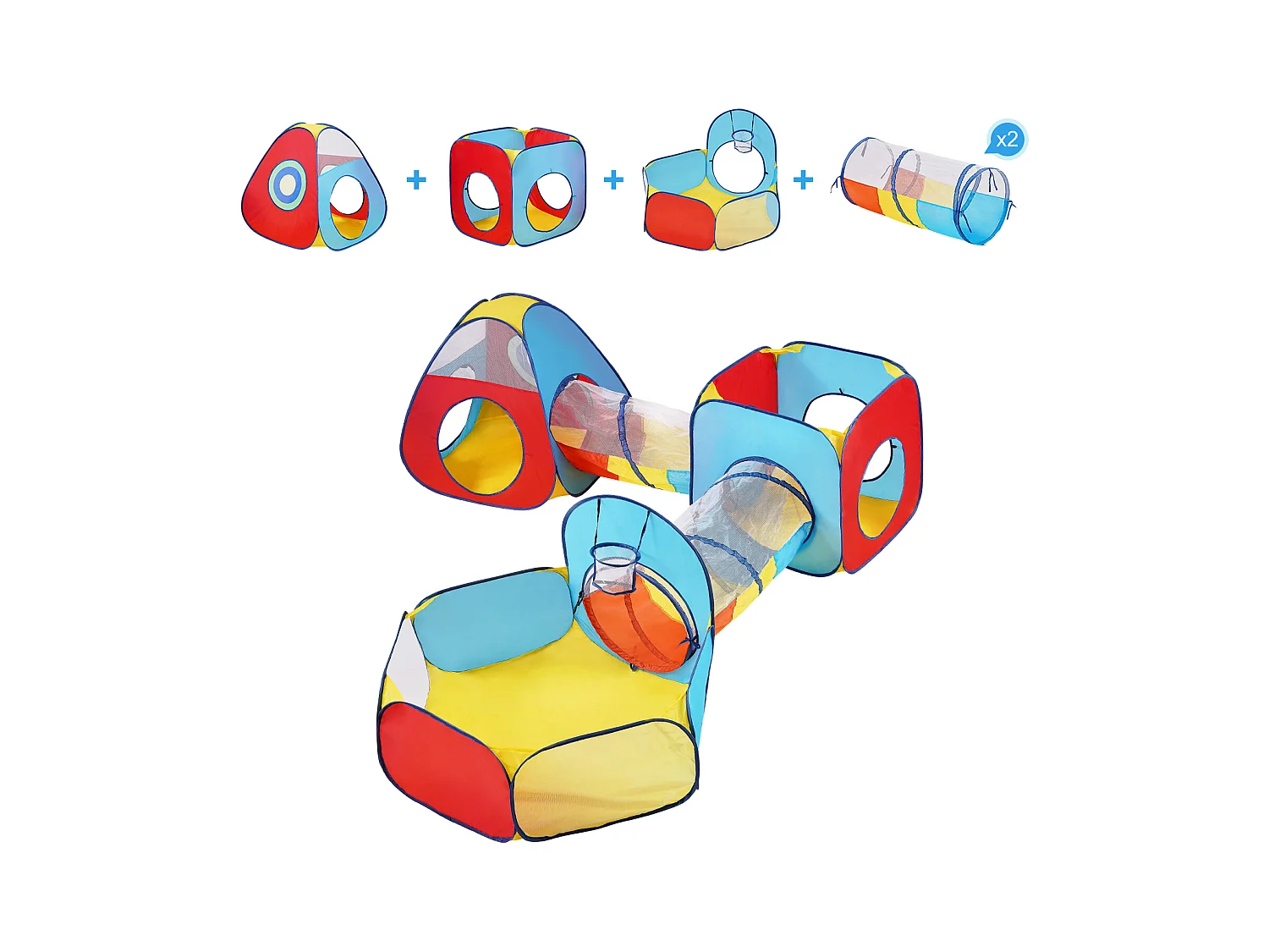 Tente de Jeu 5 en 1 pour Enfants SucceBuy avec Tunnel, Panier de Basket pour Tout-Petits, Garçons et Filles