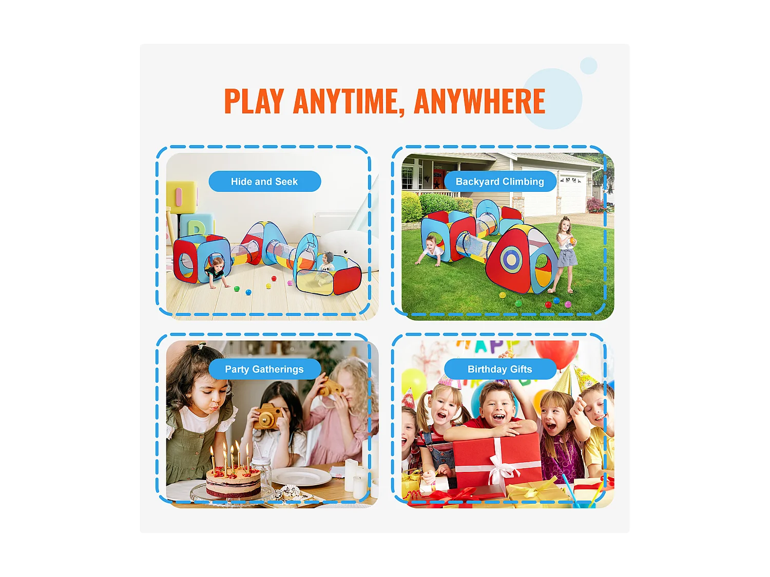 Tente de Jeu 5 en 1 pour Enfants SucceBuy avec Tunnel, Panier de Basket pour Tout-Petits, Garçons et Filles