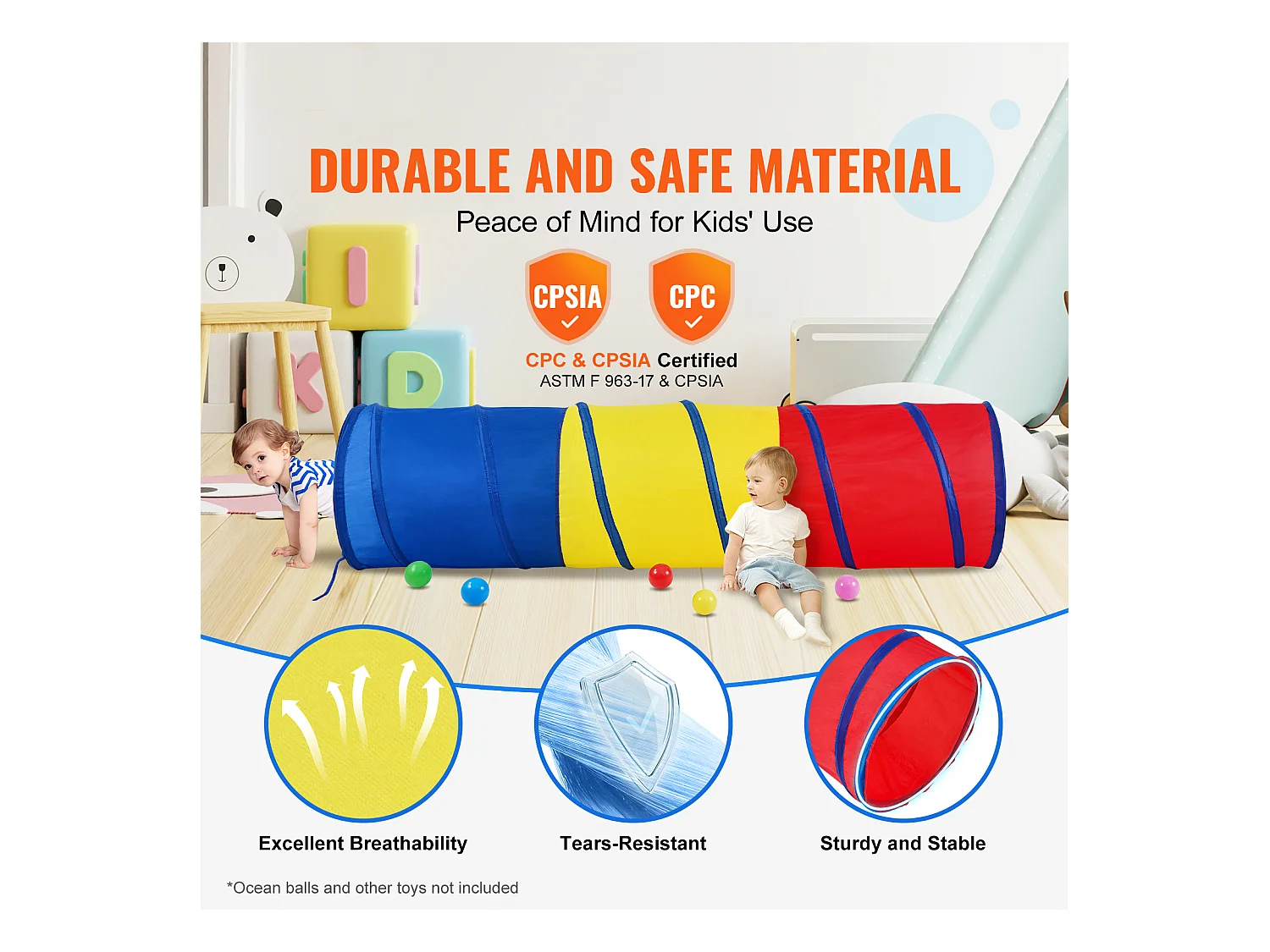 Tente SucceBuy Tunnel Rampant Escamotable pour Enfants, pour Tout-Petits et Animaux de Compagnie avec Étui de Transport