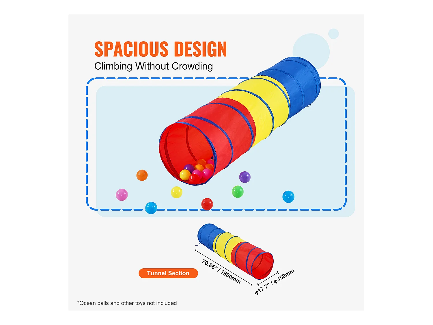Tente SucceBuy Tunnel Rampant Escamotable pour Enfants, pour Tout-Petits et Animaux de Compagnie avec Étui de Transport