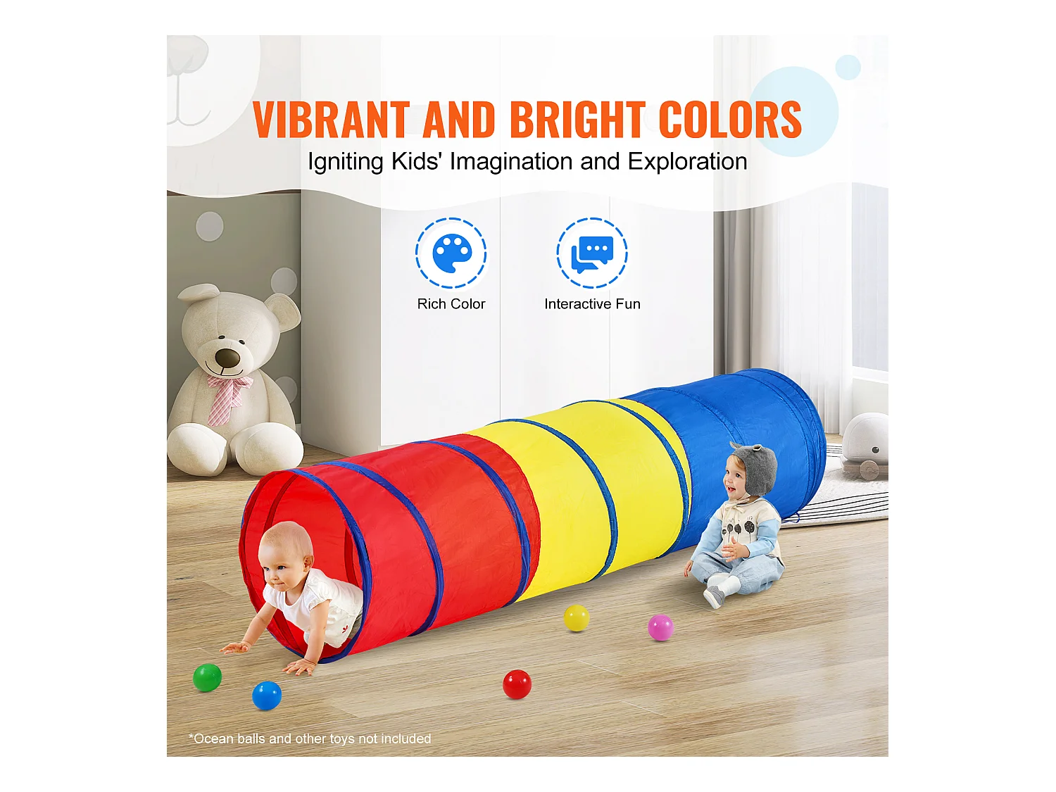 Tente SucceBuy Tunnel Rampant Escamotable pour Enfants, pour Tout-Petits et Animaux de Compagnie avec Étui de Transport