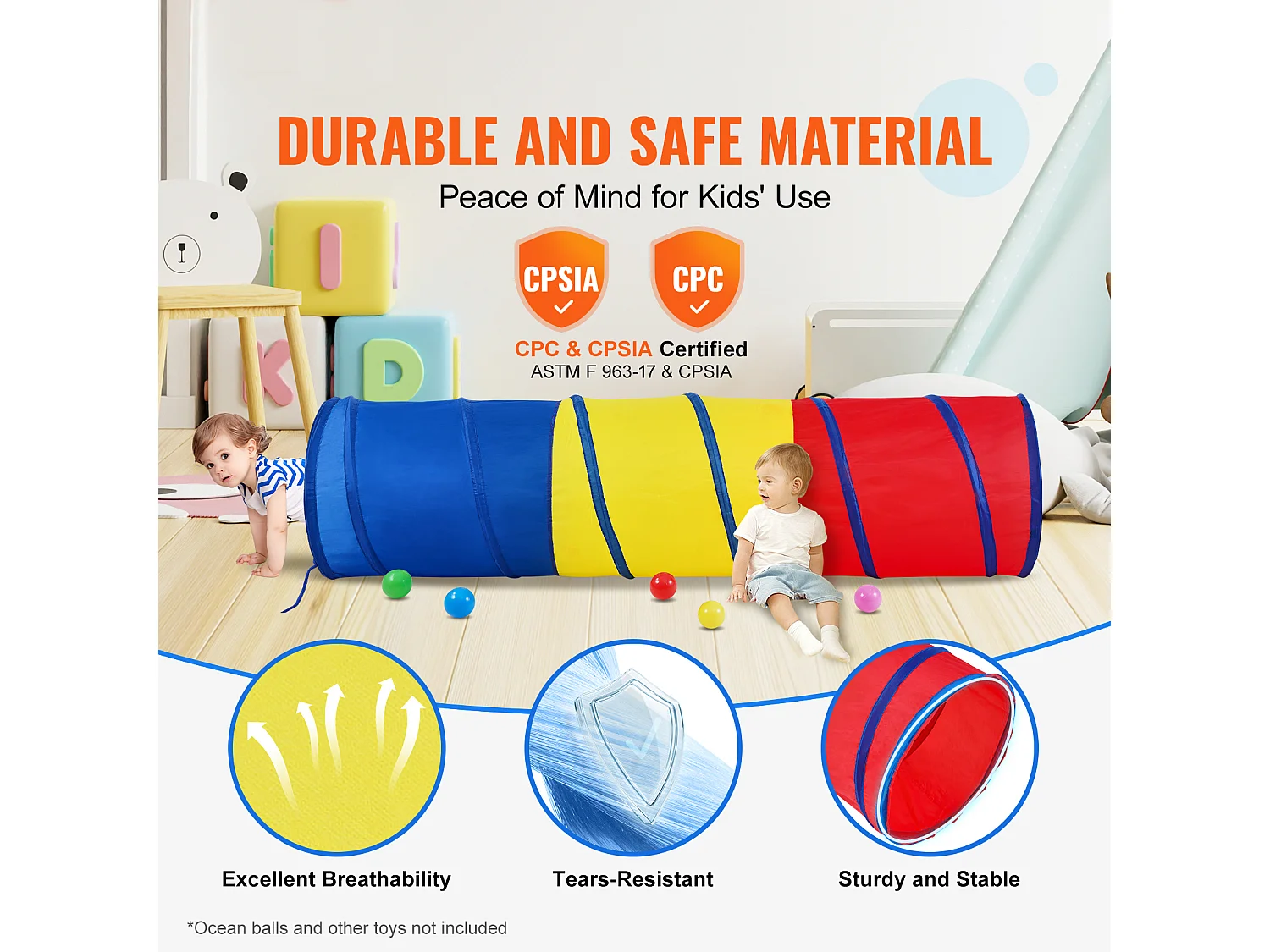 Tente SucceBuy Tunnel Rampant Escamotable pour Enfants, pour Tout-Petits et Animaux de Compagnie avec Étui de Transport