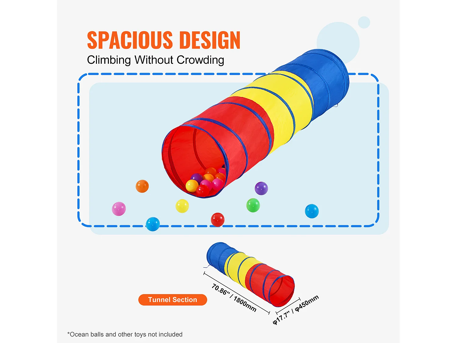 Tente SucceBuy Tunnel Rampant Escamotable pour Enfants, pour Tout-Petits et Animaux de Compagnie avec Étui de Transport