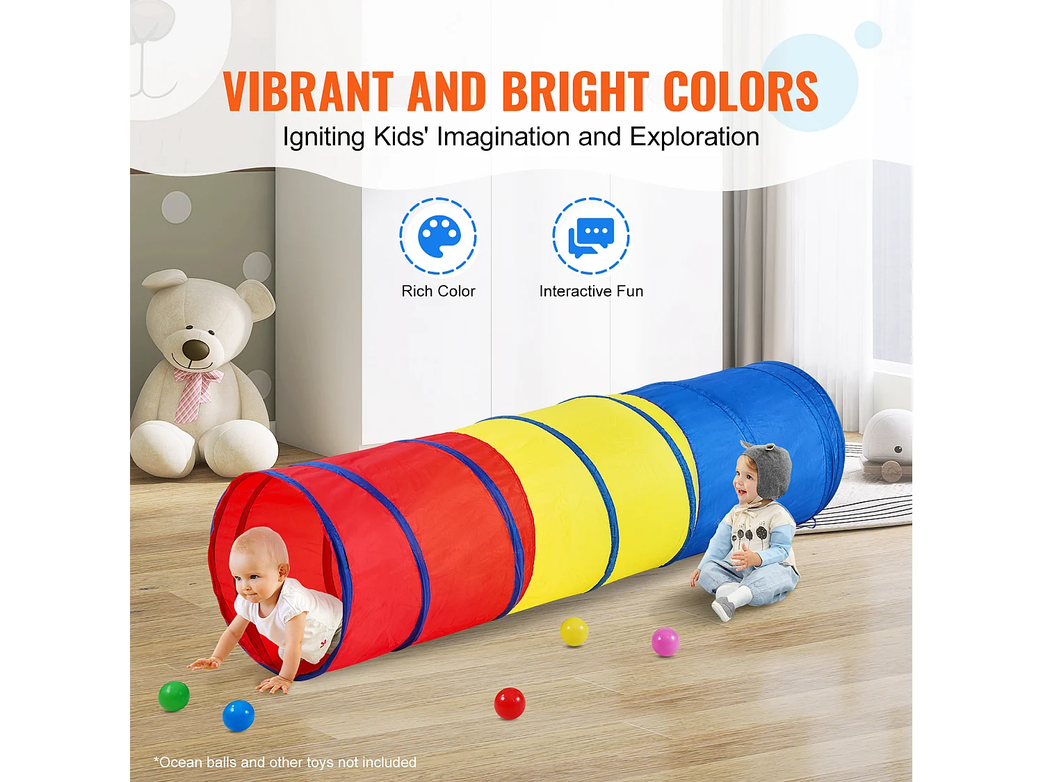 Tente SucceBuy Tunnel Rampant Escamotable pour Enfants, pour Tout-Petits et Animaux de Compagnie avec Étui de Transport