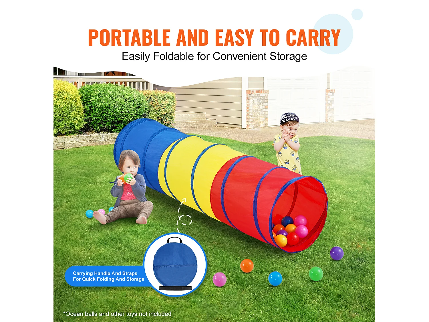 Tente SucceBuy Tunnel Rampant Escamotable pour Enfants, pour Tout-Petits et Animaux de Compagnie avec Étui de Transport