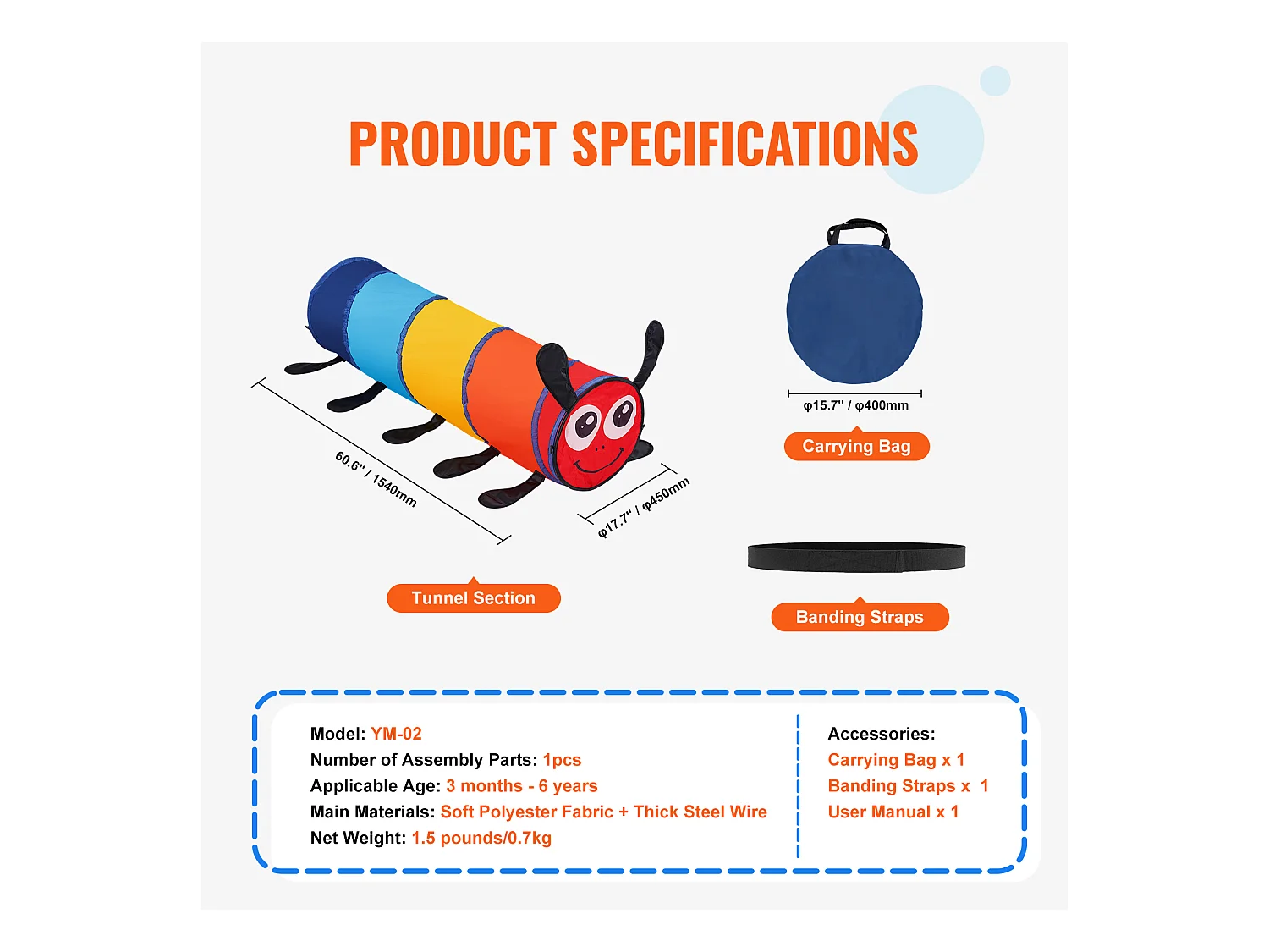 Tente SucceBuy, Tunnel d'Escalade pour Chenilles, Jouet pour Tout-Petits/Animaux de Compagnie, avec Étui, Intérieur/Extérieur