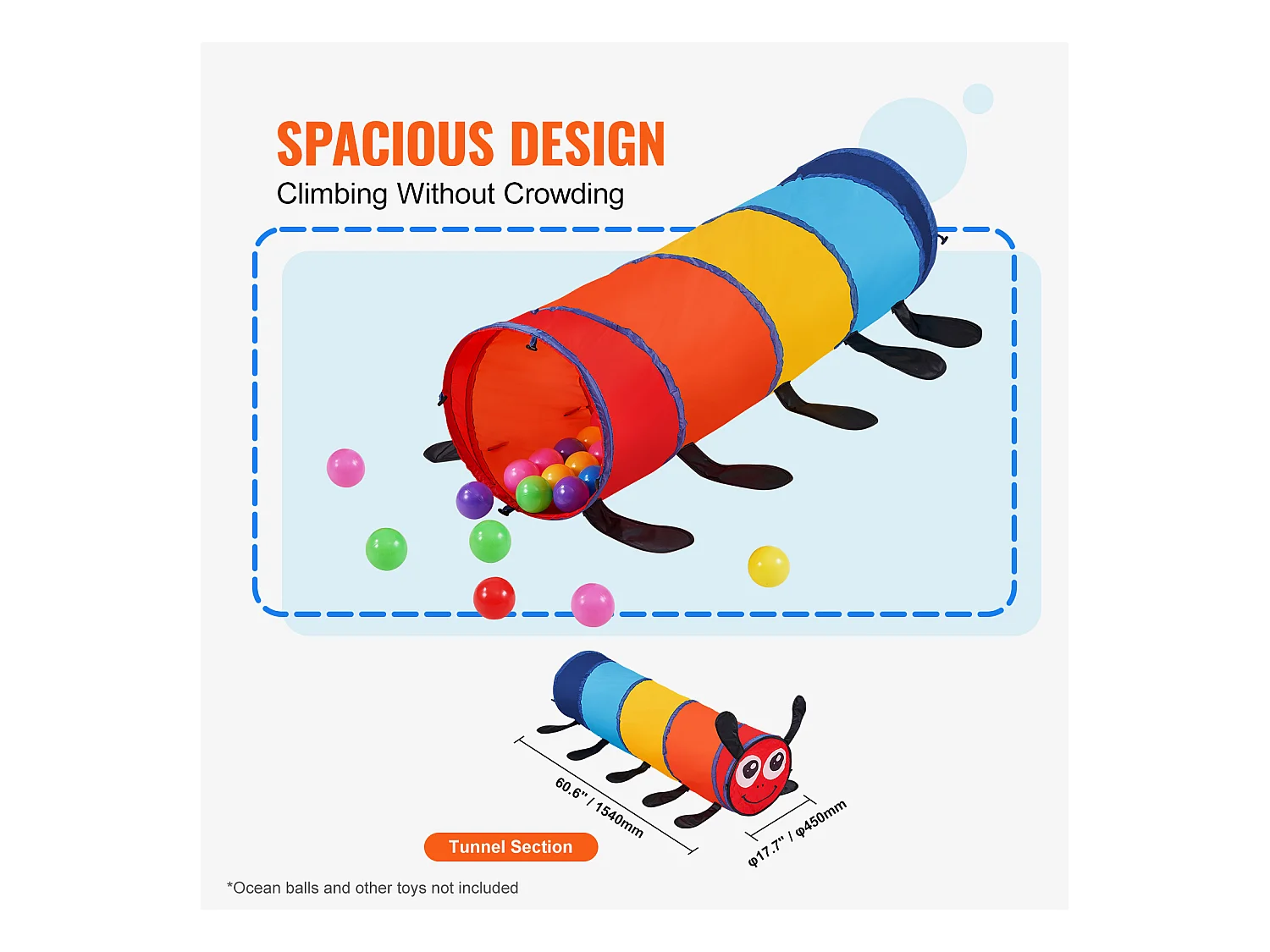 Tente SucceBuy, Tunnel d'Escalade pour Chenilles, Jouet pour Tout-Petits/Animaux de Compagnie, avec Étui, Intérieur/Extérieur