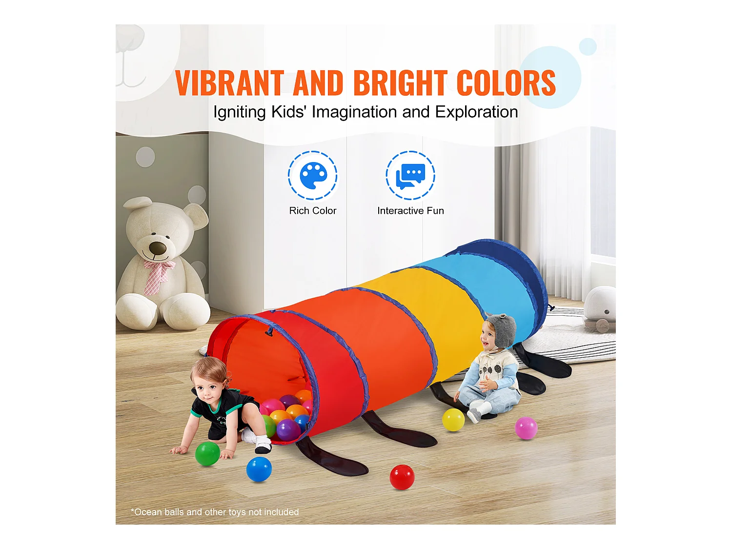 Tente SucceBuy, Tunnel d'Escalade pour Chenilles, Jouet pour Tout-Petits/Animaux de Compagnie, avec Étui, Intérieur/Extérieur