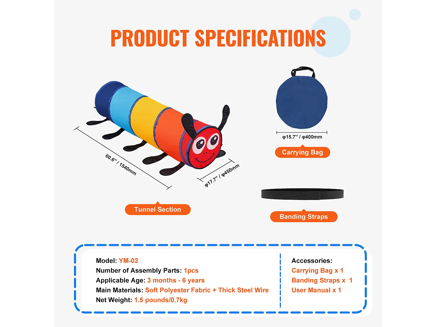 Tente SucceBuy, Tunnel d'Escalade pour Chenilles, Jouet pour Tout-Petits/Animaux de Compagnie, avec Étui, Intérieur/Extérieur