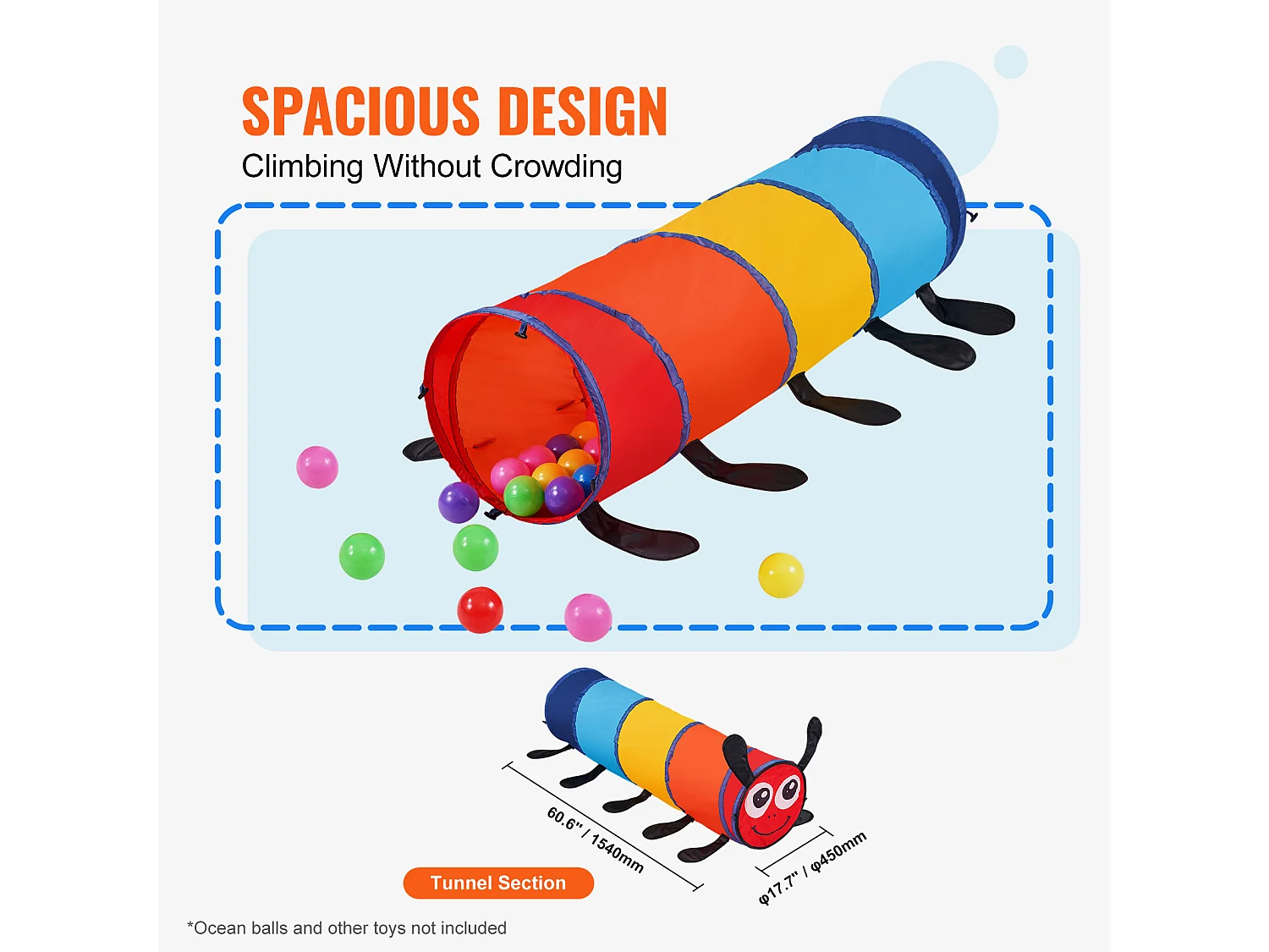 Tente SucceBuy, Tunnel d'Escalade pour Chenilles, Jouet pour Tout-Petits/Animaux de Compagnie, avec Étui, Intérieur/Extérieur