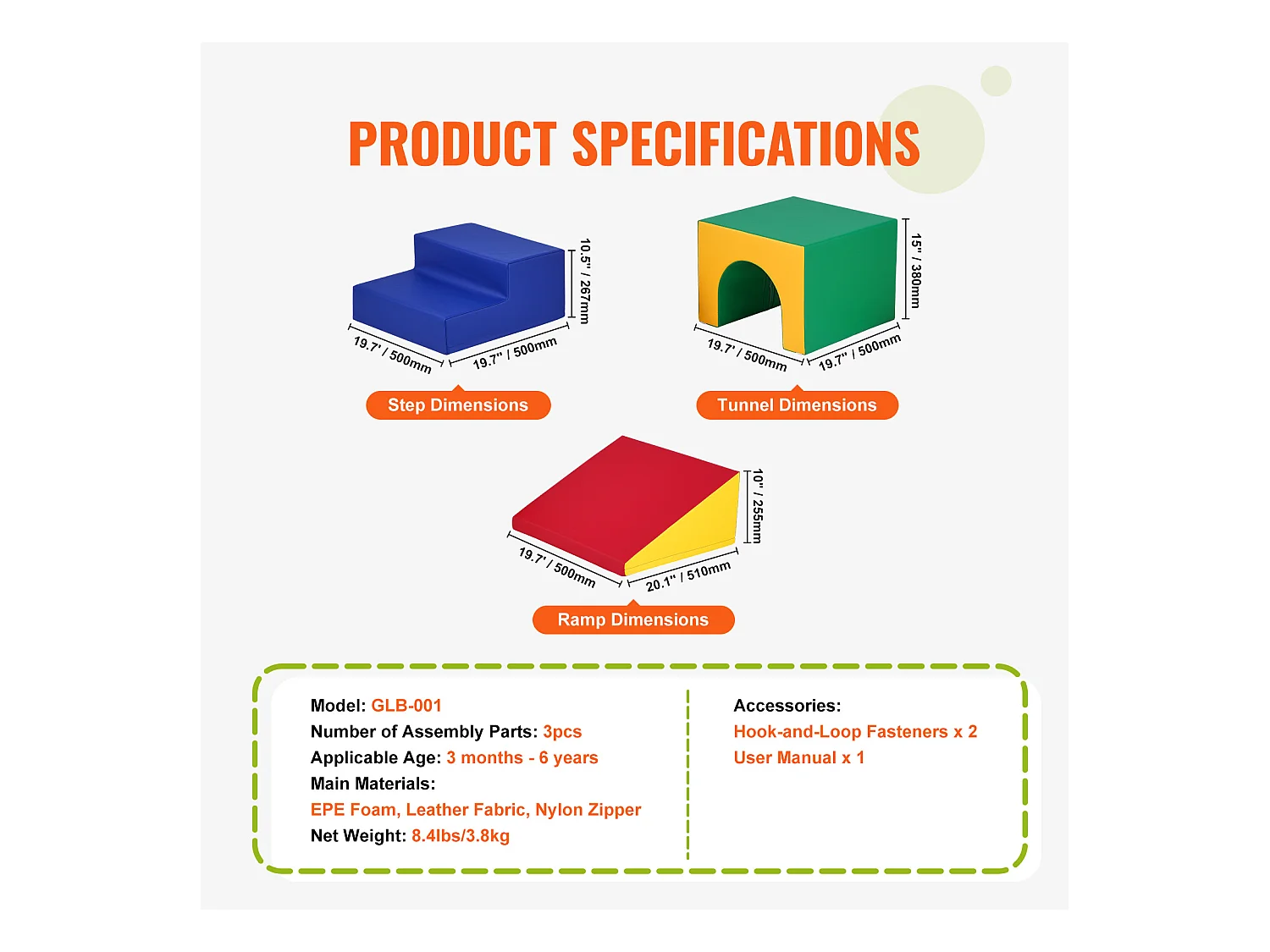 Grimpeur SucceBuy Ensemble de Jeu pour Tout-Petits Single Tunnel Climber, Blocs D'Escalade en Mousse avec Escaliers et Rampe