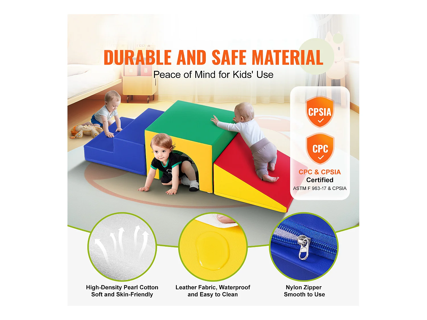 Grimpeur SucceBuy Ensemble de Jeu pour Tout-Petits Single Tunnel Climber, Blocs D'Escalade en Mousse avec Escaliers et Rampe