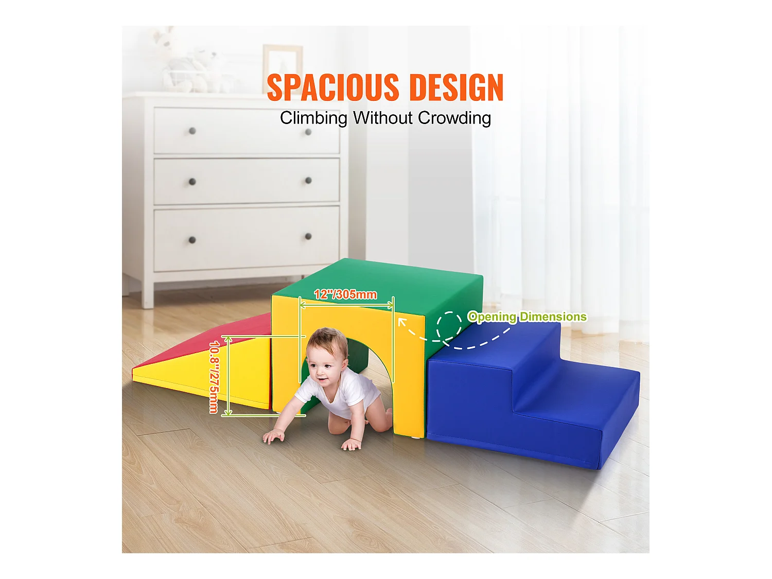 Grimpeur SucceBuy Ensemble de Jeu pour Tout-Petits Single Tunnel Climber, Blocs D'Escalade en Mousse avec Escaliers et Rampe