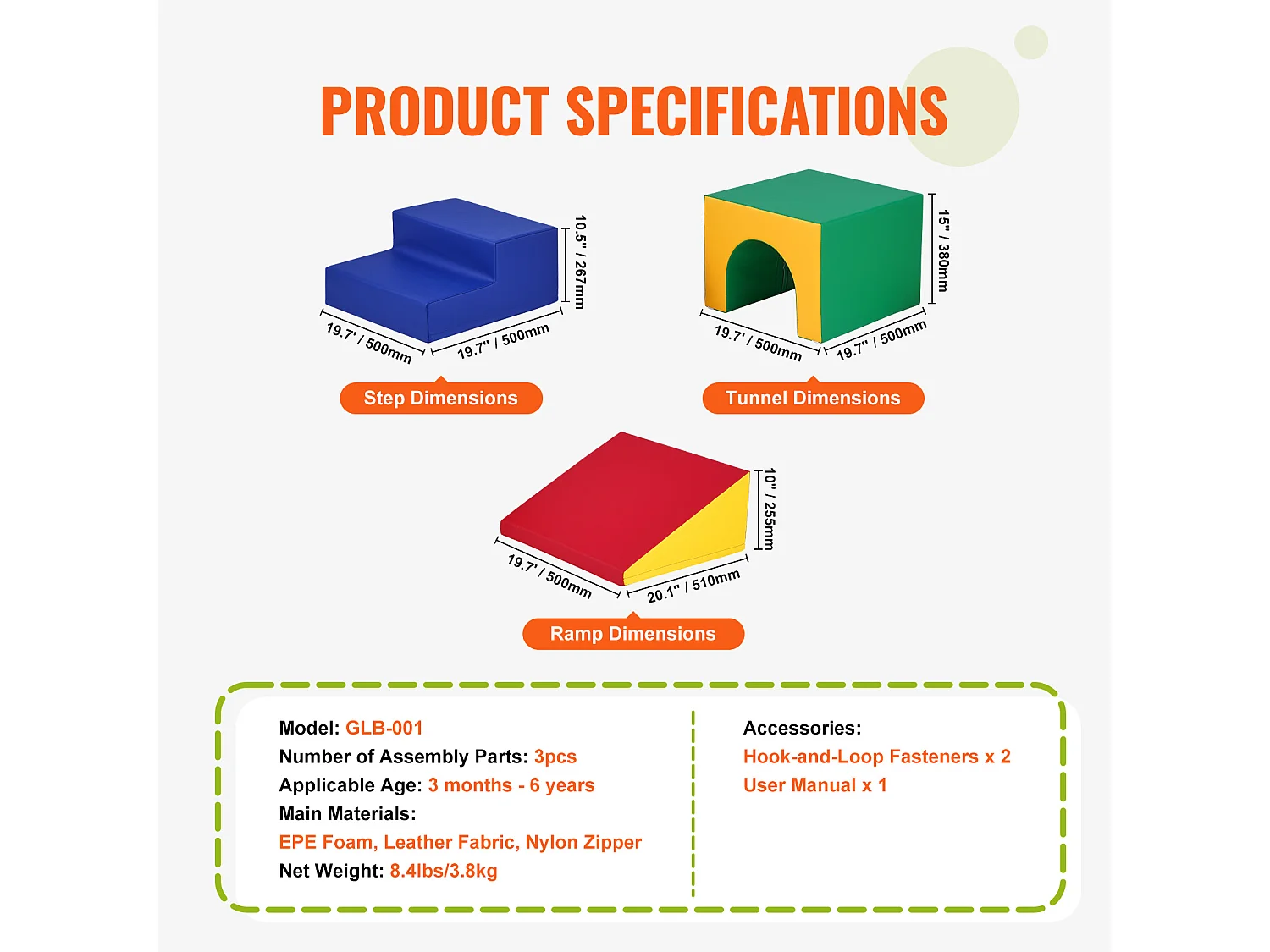 Grimpeur SucceBuy Ensemble de Jeu pour Tout-Petits Single Tunnel Climber, Blocs D'Escalade en Mousse avec Escaliers et Rampe