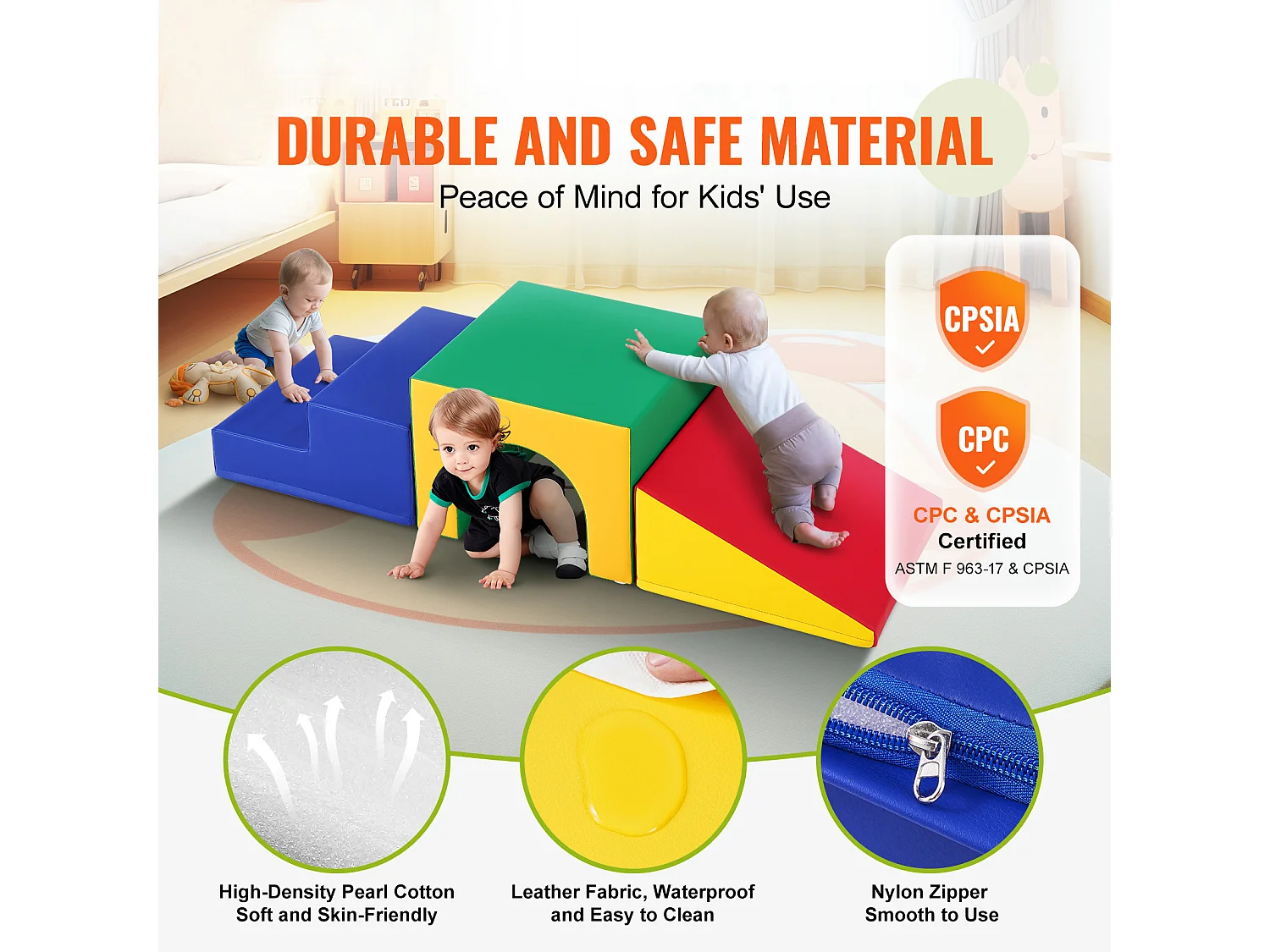 Grimpeur SucceBuy Ensemble de Jeu pour Tout-Petits Single Tunnel Climber, Blocs D'Escalade en Mousse avec Escaliers et Rampe