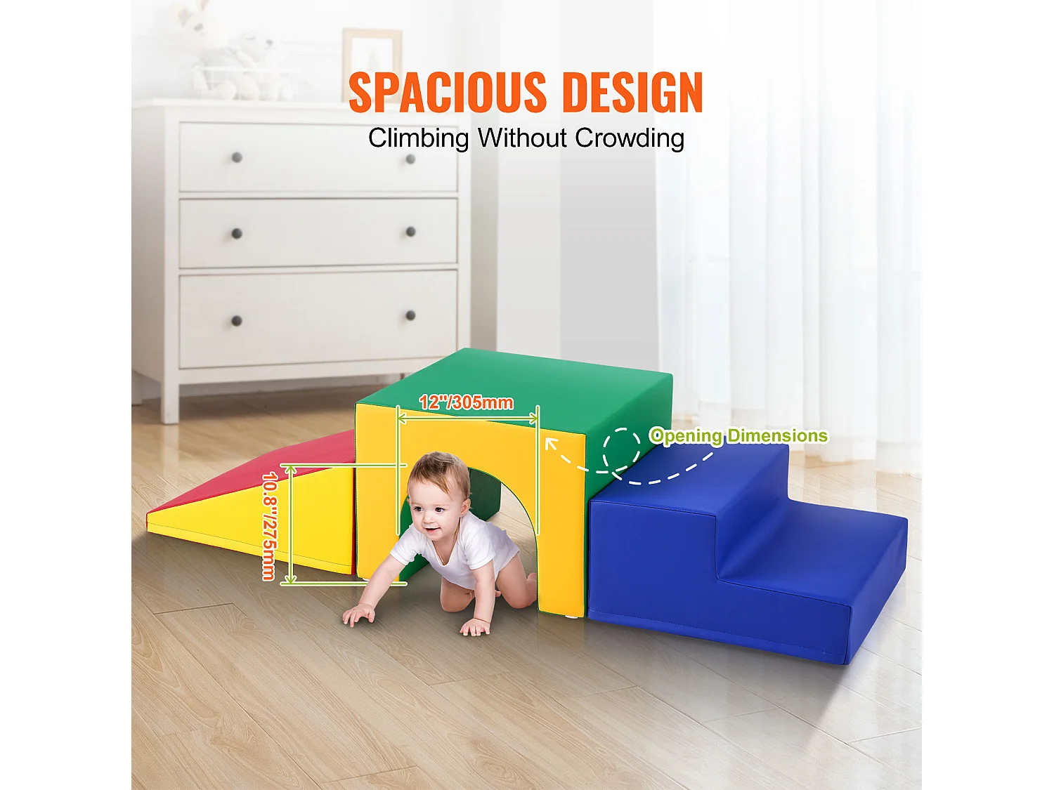 Grimpeur SucceBuy Ensemble de Jeu pour Tout-Petits Single Tunnel Climber, Blocs D'Escalade en Mousse avec Escaliers et Rampe